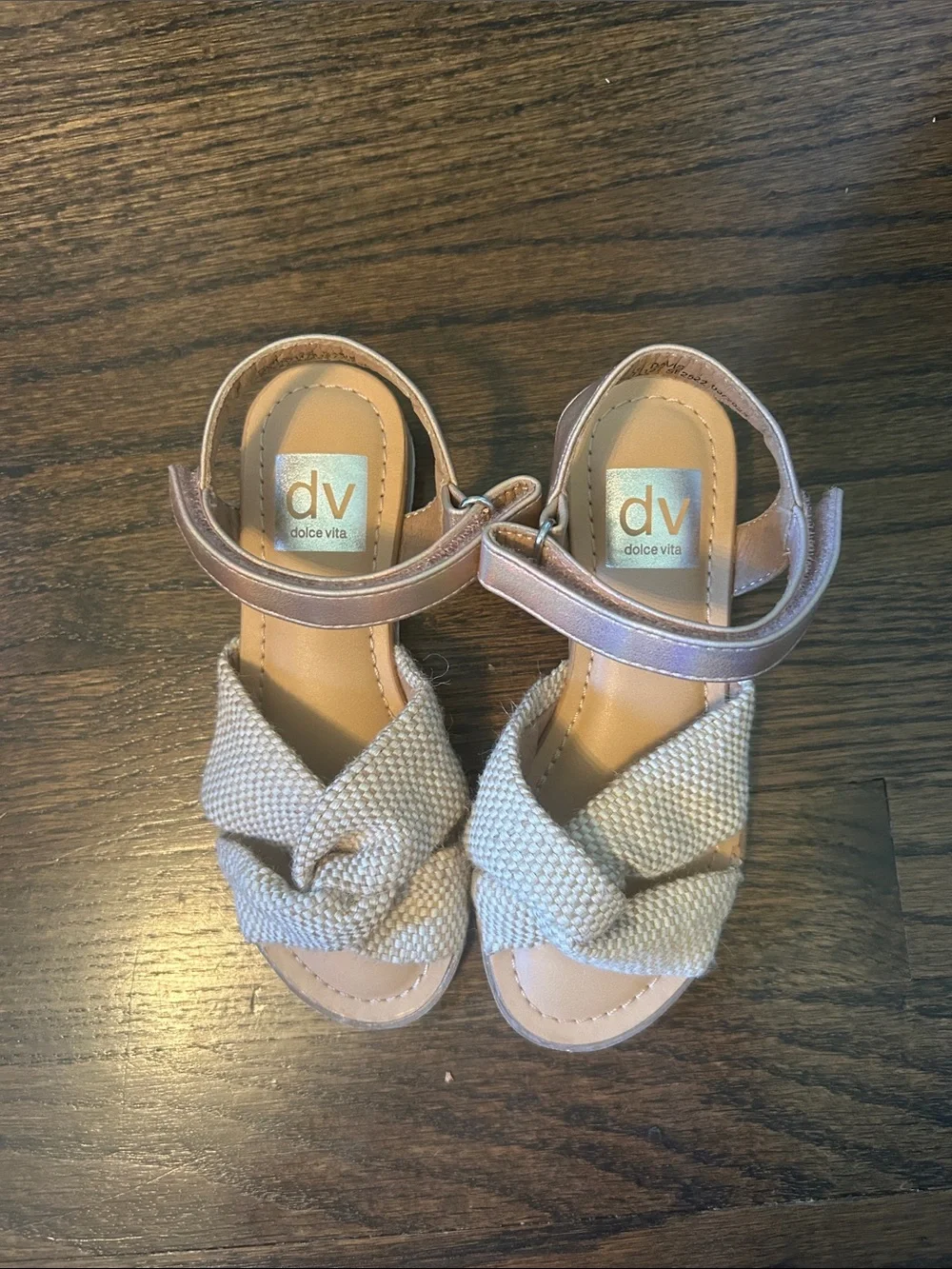 Girls' Dolce Vita Knotted Strap Sandals in Metallic Rose Gold
